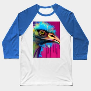 Colorful Emu Head Baseball T-Shirt